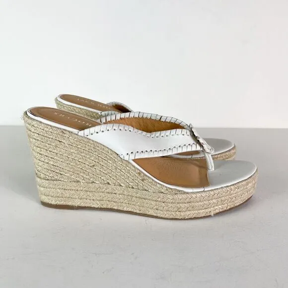 Jack Rogers NWOB Women's White Rowan Jute Platform Wedge Espadrilles Size 9